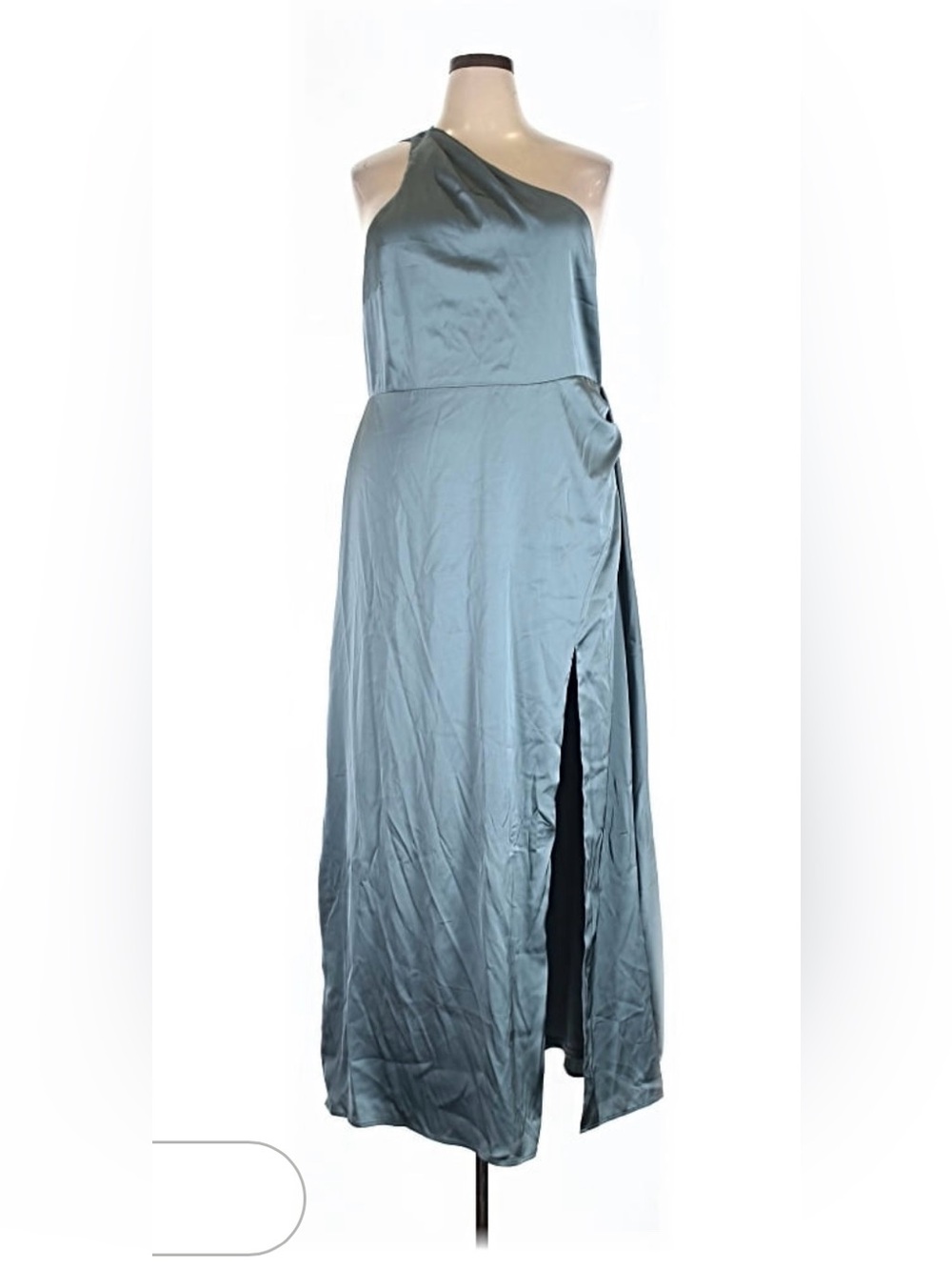 Lulu's Steel Blue One Shoulder Dress with Side Slit